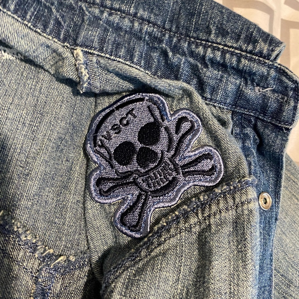 VSCT | Vintage Men’s VSCT Denim Shirt with Logo Patches | Clubwear | Y2K EUC L. - Picture 11 of 13